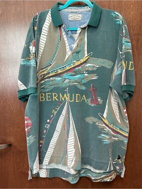 Vintage American Eagle Outfitters Bermuda Sailing Sailboat Polo Shirt Men’s L